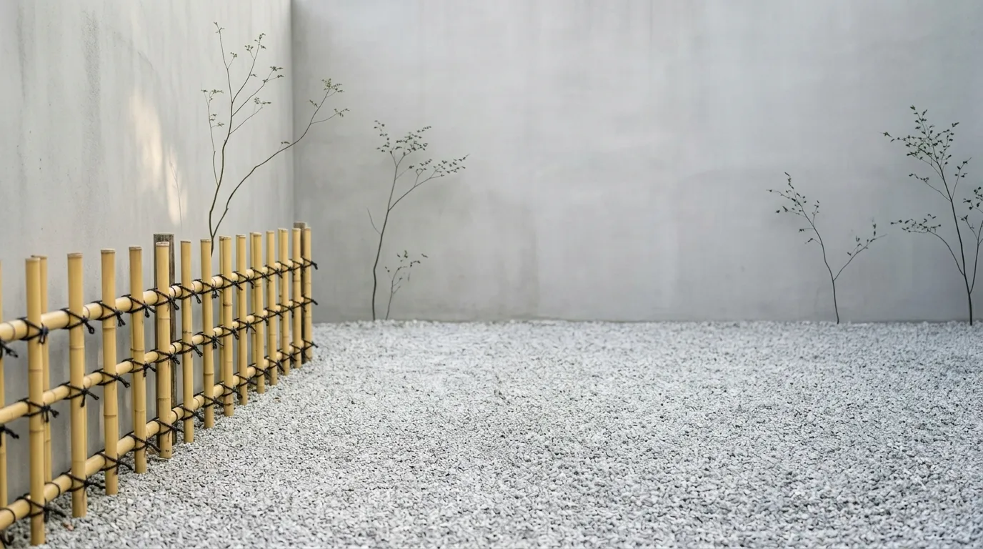 Minimalist Garden With Short Bamboo Fencing